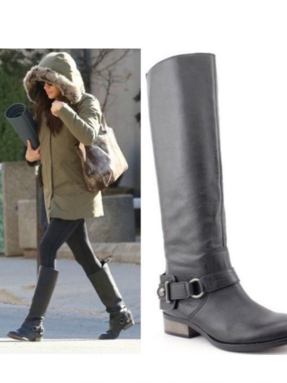 Coach Natale Riding Boots Women’s 7 Black Leather Pull On Meghan Markle